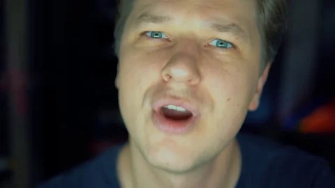 An aggressive man. Face close-up Stock Footage 84564055