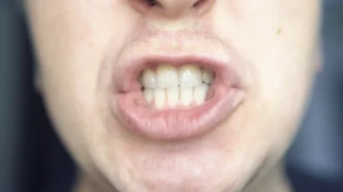 An aggressive man. Face close-up Stock Footage 84568376