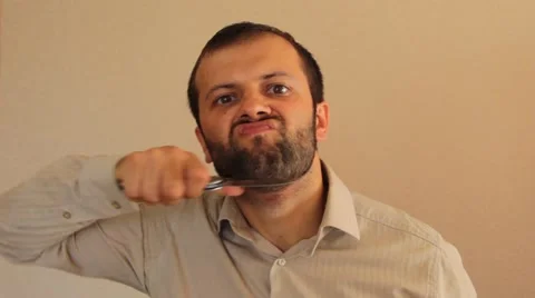 Aggressive man with a knife Stock Footage 65813288