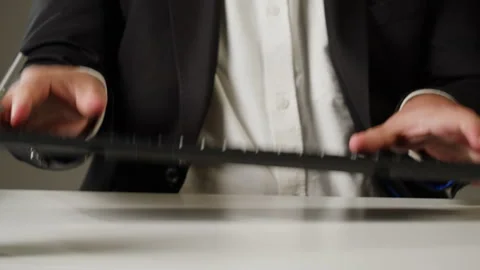 Aggressive man at work, Computer failure, error, stress at work concept. Mad Stock Footage 260658506