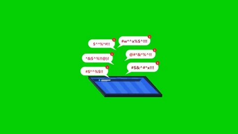 Aggressive messages and verbal abuse appearing on tablet screen. 4K 動画素材 344846808