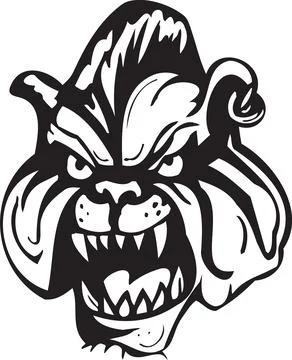 Aggressive Monkey Head, Fierce Primate Face, Tribal Tattoo Style Ilustração Stock