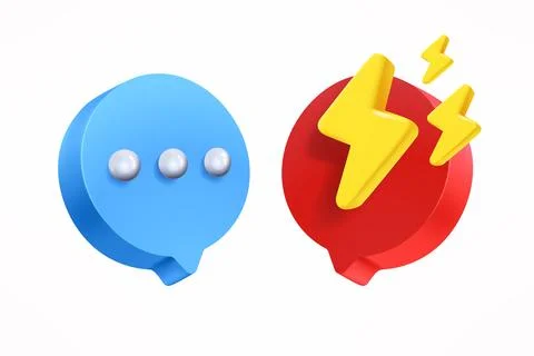 Aggressive ?onversation concept. Speech bubbles on white background. 3d vec.. Stock-Illustration