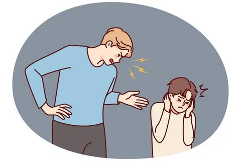 Aggressive parent scream at child Stock Illustration