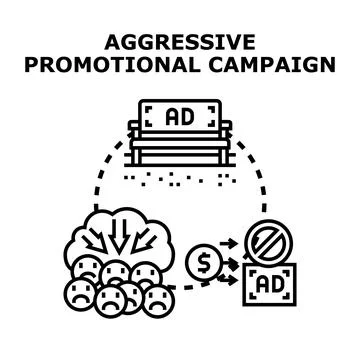 Aggressive promotional campaign causing negative user experience Stock Illustration