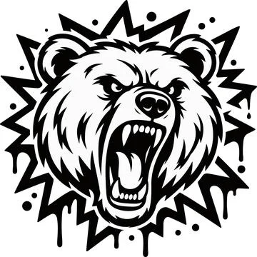 Aggressive Roaring Bear Head Mascot Vector Stock Illustration