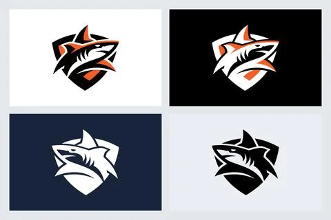 Aggressive Shark Mascot Logo Design Vector Stock Illustration