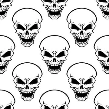 Aggressive skulls seamless pattern background 스톡 일러스트