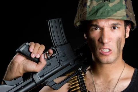 Aggressive soldier Stock Photos