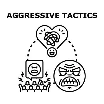 Aggressive tactics causing conflict, stress, and broken heart Stock Illustration