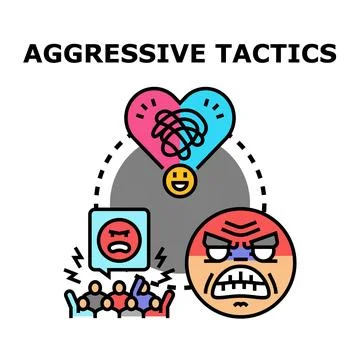 Aggressive tactics causing conflict, stress, and broken heart Stock Illustration
