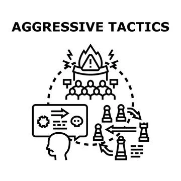 Aggressive tactics developing strategy for business competition Stock Illustration