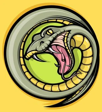 Aggressive Viper Snake Head Vector Badge Illustration Stock Illustration