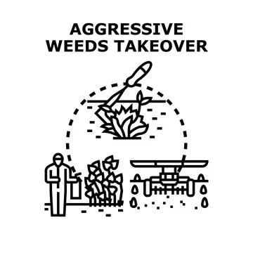 Aggressive weeds takeover and control concept Stock Illustration