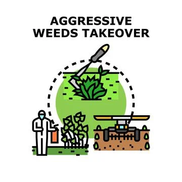 Aggressive weeds takeover and control concept Stock Illustration