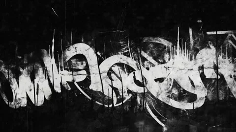 Aggressive white paint grunge marks on black background Stock Footage 327326849