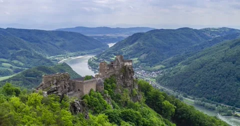 Aggstein Castle Timelapse Stock Footage 133120074