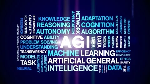 AGI Artificial General Intelligence animated word cloud,animation typography. Stock-Footage 328053217
