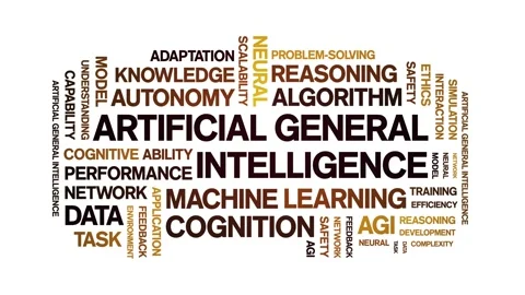 AGI Artificial General Intelligence animated word cloud,animation typography. Stock Footage 328054999