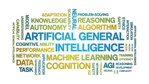 AGI Artificial General Intelligence animated word cloud,animation typography. Stock Footage 328055018