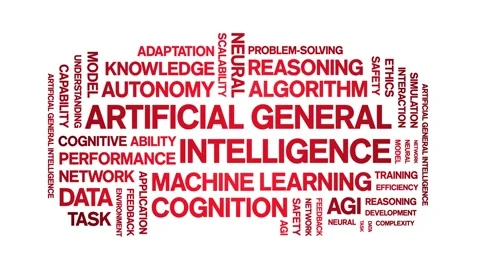 AGI Artificial General Intelligence animated word cloud,animation typography. Video stock 328055082