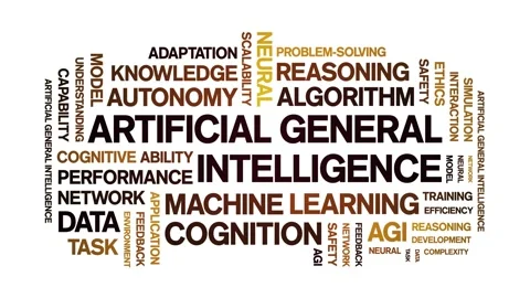 AGI Artificial General Intelligence animated word cloud,animation typography. Video stock 328265398