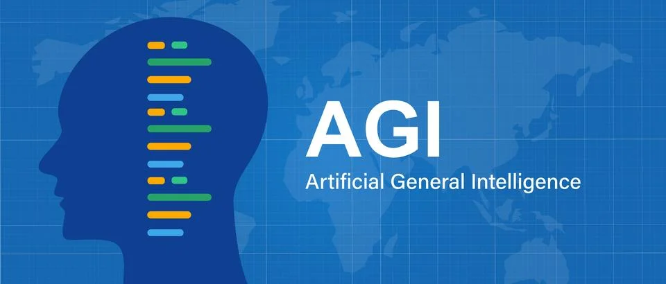 AGI artificial general intelligence concept technology Stock Illustration