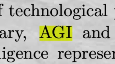 AGI Artificial General Intelligence Highlighted in Article Future Technology Stock Footage 334794644