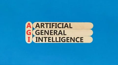 AGI artificial general intelligence symbol. Concept words AGI artificial gene 스톡 사진