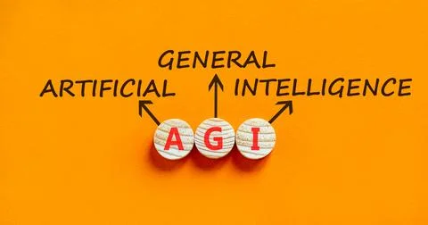 AGI artificial general intelligence symbol. Concept words AGI artificial gene Stock Photos