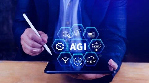 AGI concept, Artificial general intelligence, AI knowledge learning technol.. Foto stock