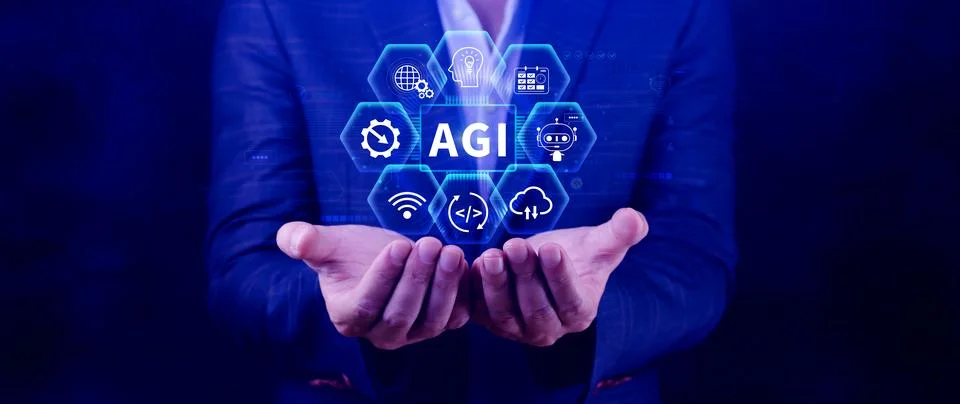 AGI concept, Artificial general intelligence, AI knowledge learning technol.. Stock Photos
