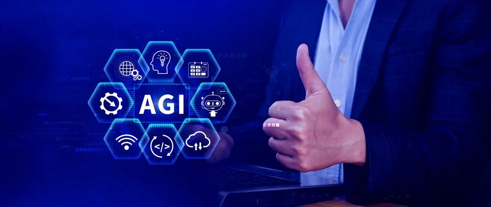 AGI concept, Artificial general intelligence, AI knowledge learning technol.. 스톡 사진