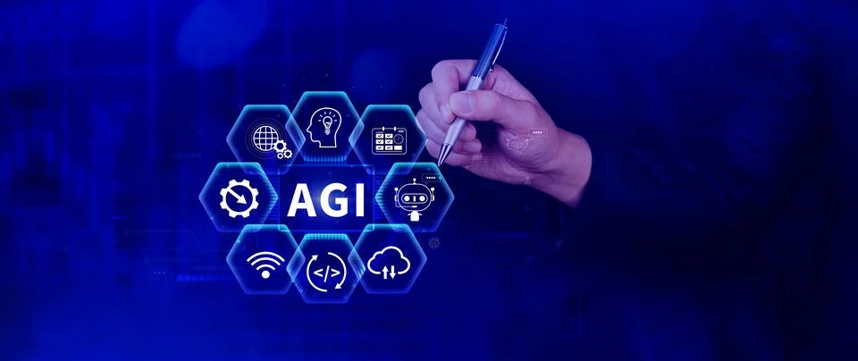 AGI concept, Artificial general intelligence, AI knowledge learning technol.. 스톡 사진