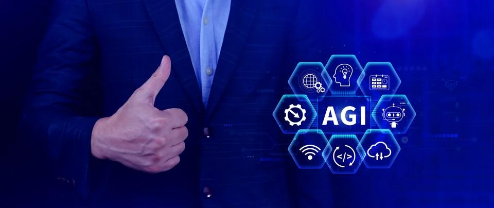 AGI concept, Artificial general intelligence, AI knowledge learning technol.. 스톡 사진