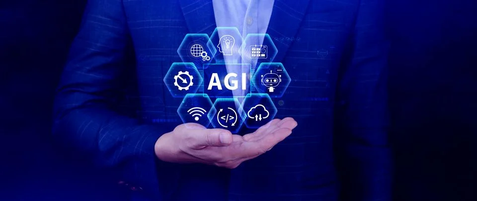 AGI concept, Artificial general intelligence, AI knowledge learning technol.. Foto stock
