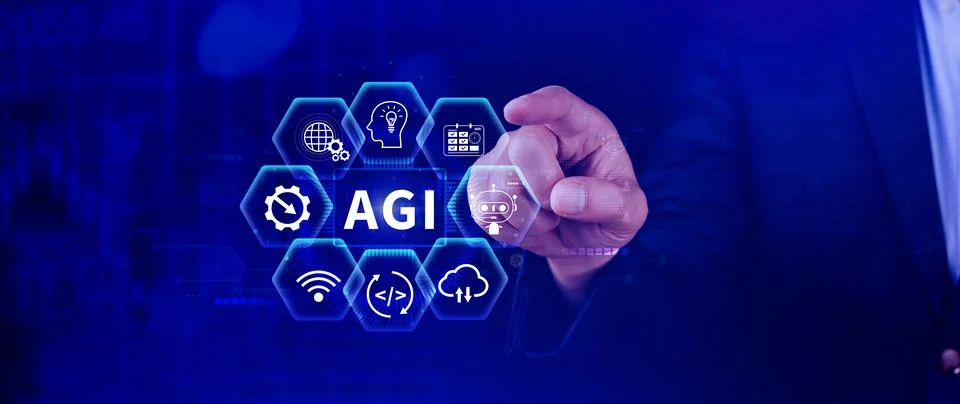 AGI concept, Artificial general intelligence, AI knowledge learning technol.. Stock Photos