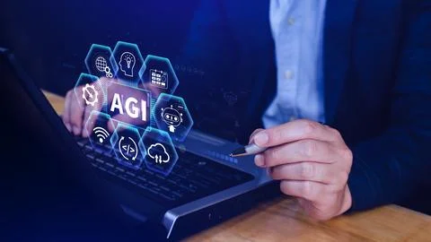 AGI concept, Artificial general intelligence, AI knowledge learning technol.. 스톡 사진