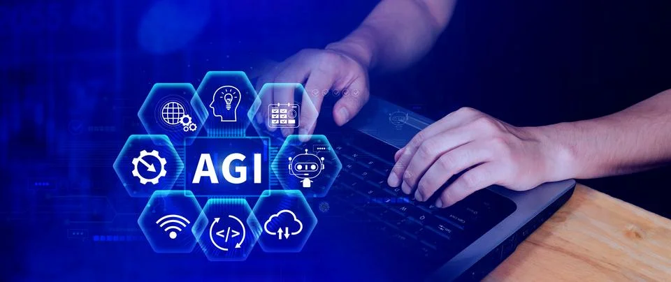 AGI concept, Artificial general intelligence, AI knowledge learning technol.. Stock Photos