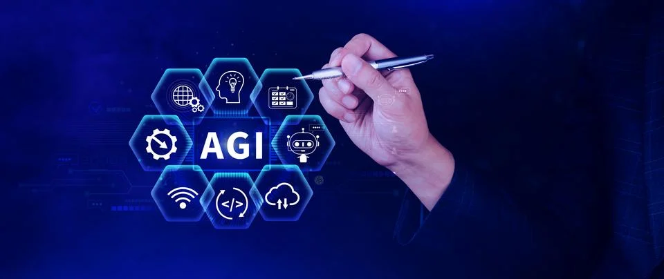 AGI concept, Artificial general intelligence, AI knowledge learning technol.. Foto stock