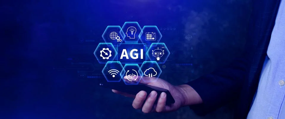 AGI concept, Artificial general intelligence, AI knowledge learning technol.. Foto stock