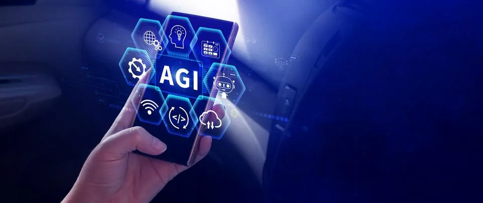 AGI concept, Artificial general intelligence, AI knowledge learning technol.. 库存照片