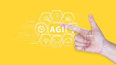 AGI concept, Artificial general intelligence, AI knowledge learning technol.. Stockfoto's