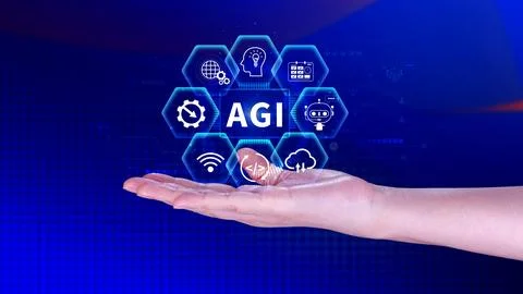 AGI concept, Artificial general intelligence, AI knowledge learning technol.. Foto stock