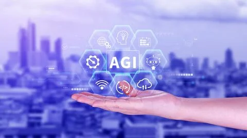 AGI concept, Artificial general intelligence, AI knowledge learning technol.. Foto stock