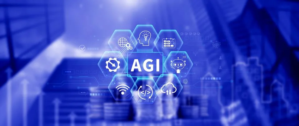 AGI concept, Artificial general intelligence, AI knowledge learning technol.. 스톡 사진