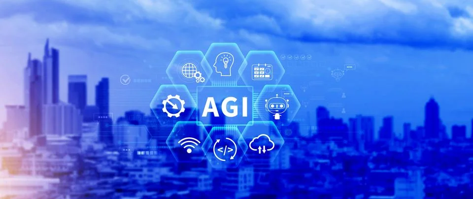 AGI concept, Artificial general intelligence, AI knowledge learning technol.. Foto stock