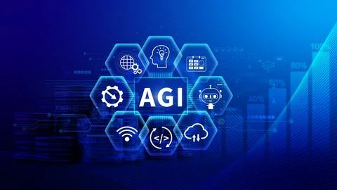 AGI concept, Artificial general intelligence, AI knowledge learning technol.. 스톡 사진