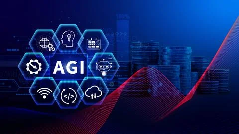 AGI concept, Artificial general intelligence, AI knowledge learning technol.. Stock Photos