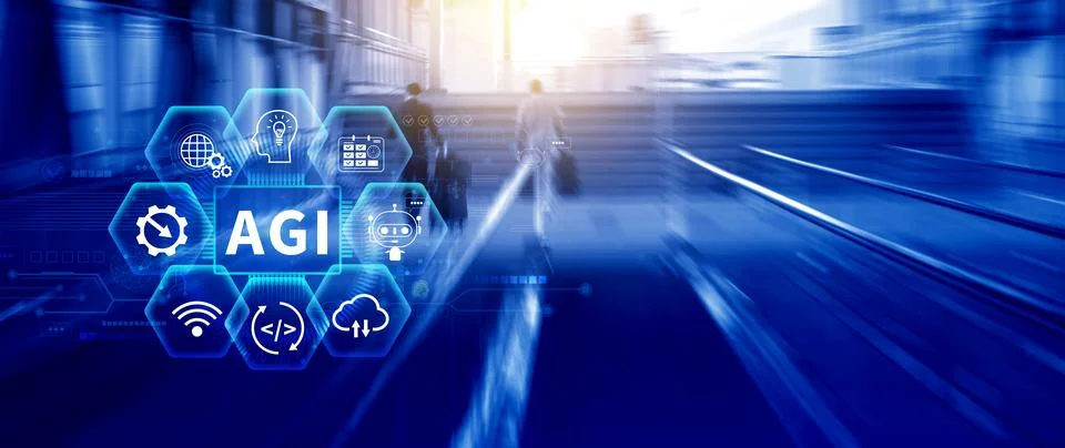 AGI concept, Artificial general intelligence, AI knowledge learning technol.. Foto stock